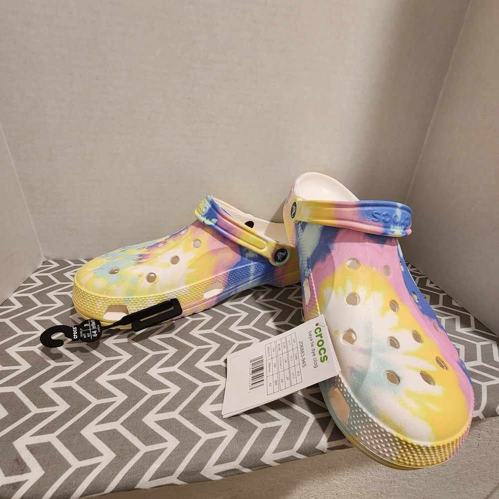 NEW CROCS BAYA TIE-DYE CLOG MEN'S 11 Pride Comfort Hippie Colorful Tie-Dye Clogs